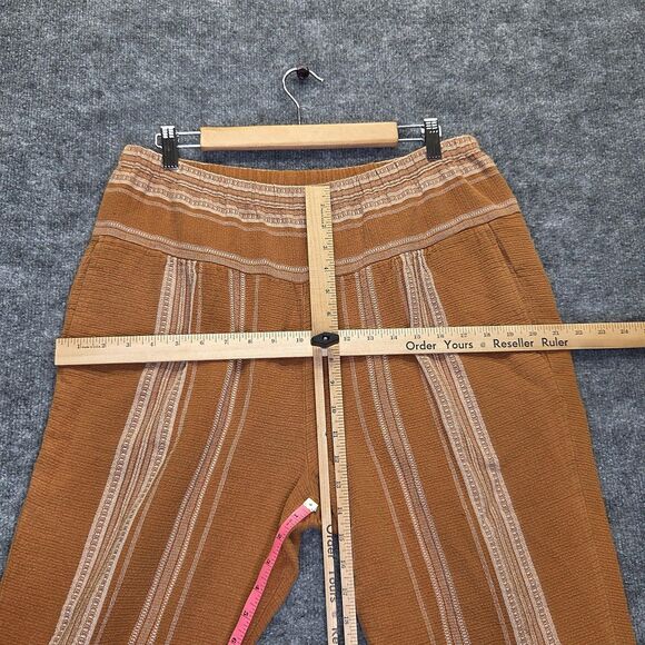 Free People Pants Womens Large Rust Striped Boho Elastic Waist Gauze Cotton - Picture 7 of 10